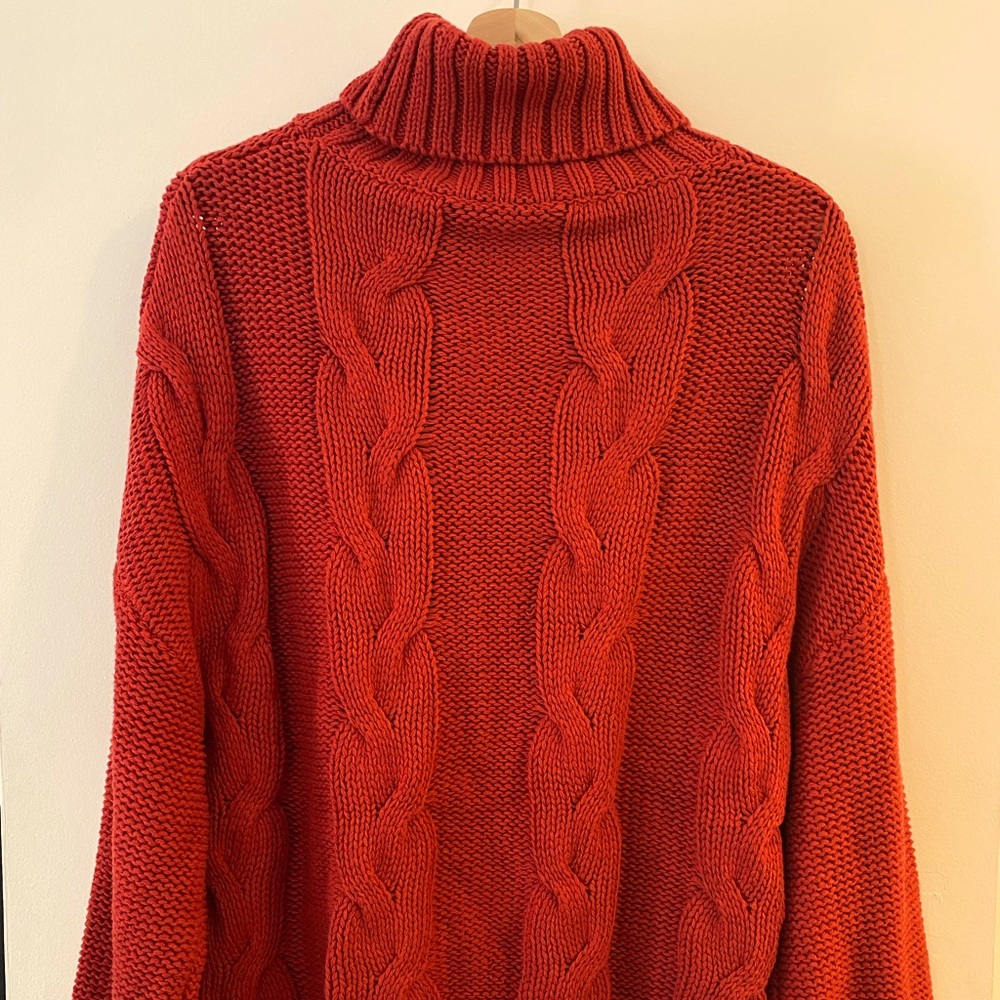 Chase Secret Womens Turtle Cowl Neck Solid Color Cable Knit Pullover Sweater
